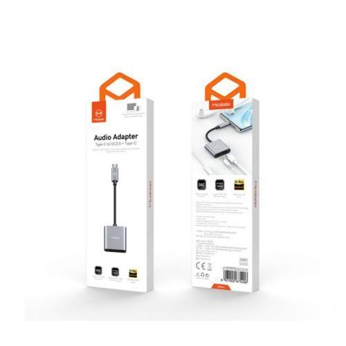 محول صوت Mcdodo Type C إلى DC3.5mm وType C مع شحن سريع 60 واط