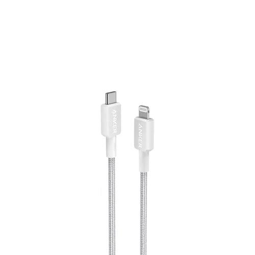 كابل Anker 322 USB C إلى Lightning بطول 3 أقدام، متين وشحن سريع - أبيض