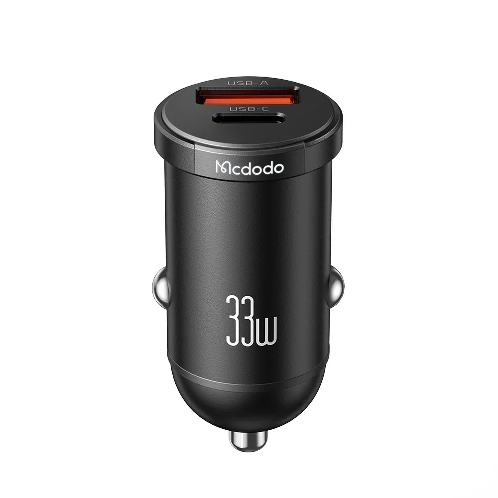 Mcdodo 33W 2 Port Car Charger Fast USB-A & USB C Charging - Black