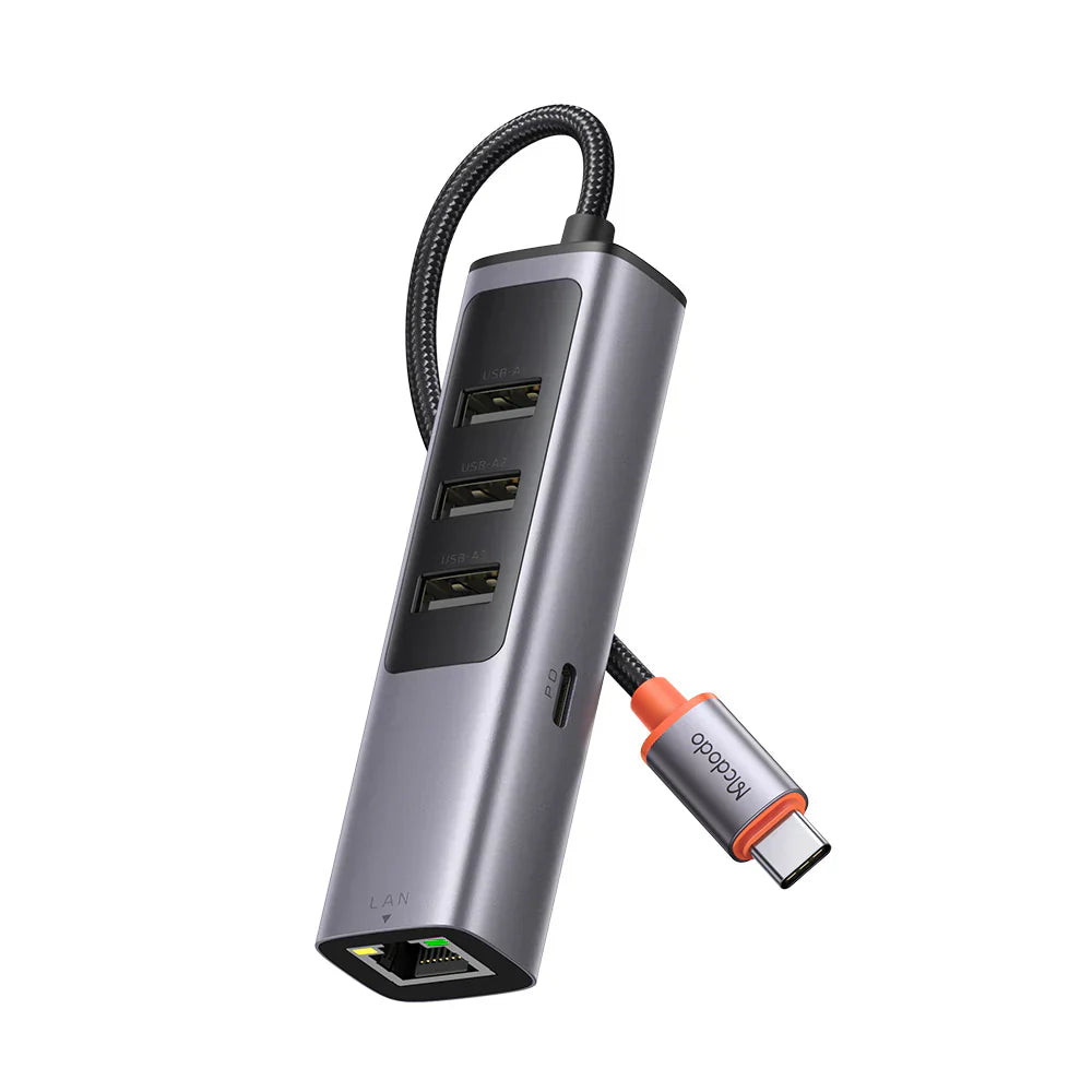 Mcdodo 5 in 1 100W USB C Hub with 3 USB Ports & LAN Port - Black