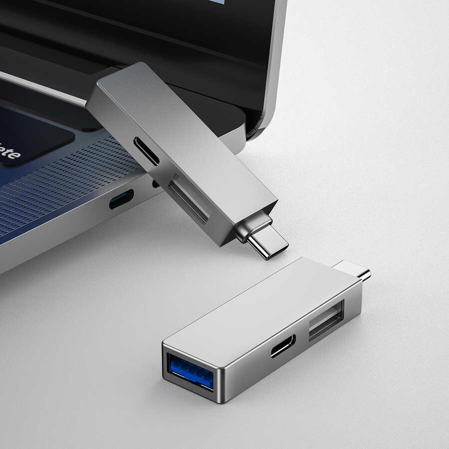 Wiwu Alpha T02 Pro 3 في 1 موزع USB من النوع C مع منفذ PD