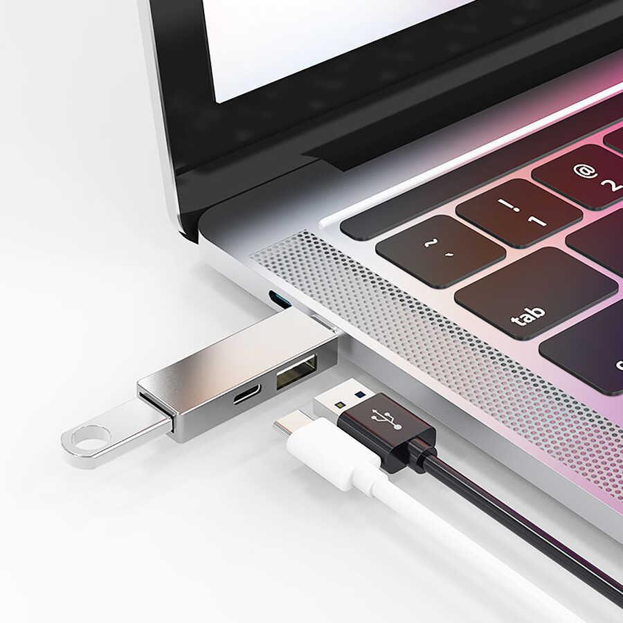 Wiwu Alpha T02 Pro 3 في 1 موزع USB من النوع C مع منفذ PD