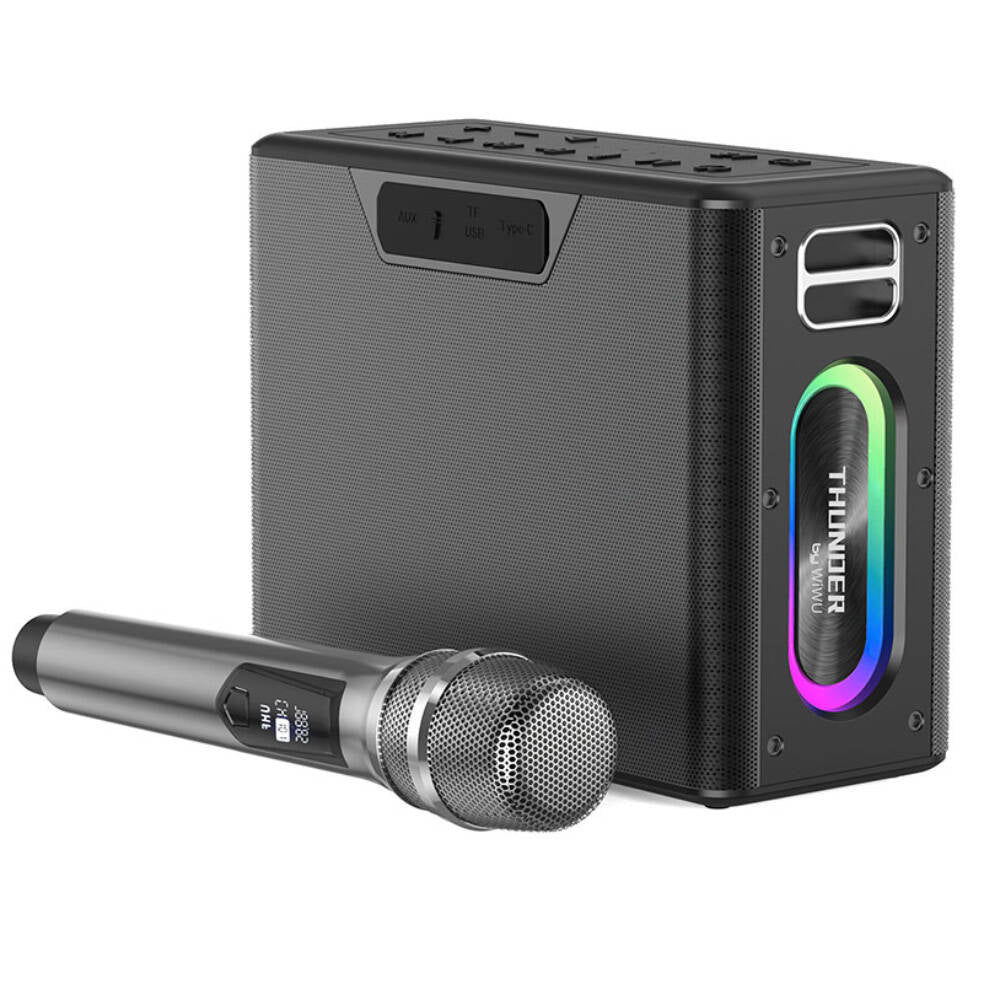 مكبر صوت Wiwu Thunder Bluetooth وميكروفون كاريوكي Bluetooth المزدوج
