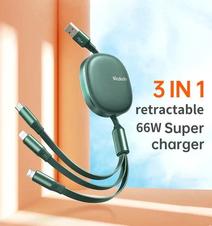 Mcdodo 3 in 1 Retractable 1.2M USB Fast Charging Cable