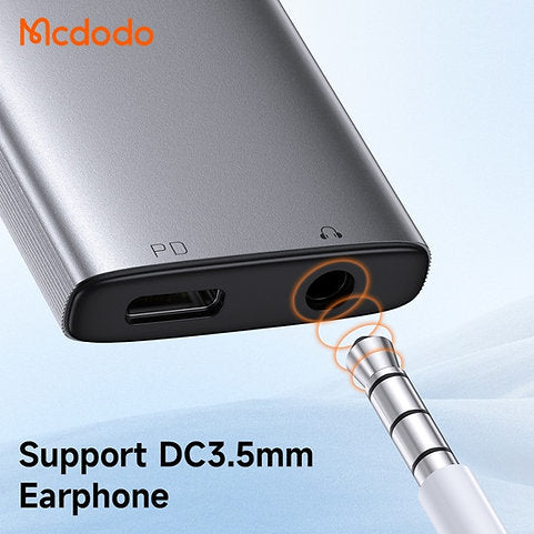 محول صوت MCDODO USB C إلى USB C وAUX 3.5 مم مع DAC - فضي