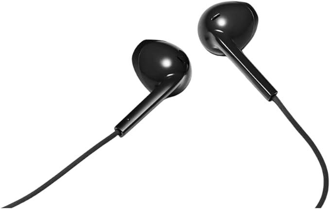 سماعات أذن JVC صغيرة الحجم ومريحة مع جهاز تحكم عن بعد بزر واحد، ومقاومة للعرق (IPX2)، وكابل بطول 1.0 متر - أسود