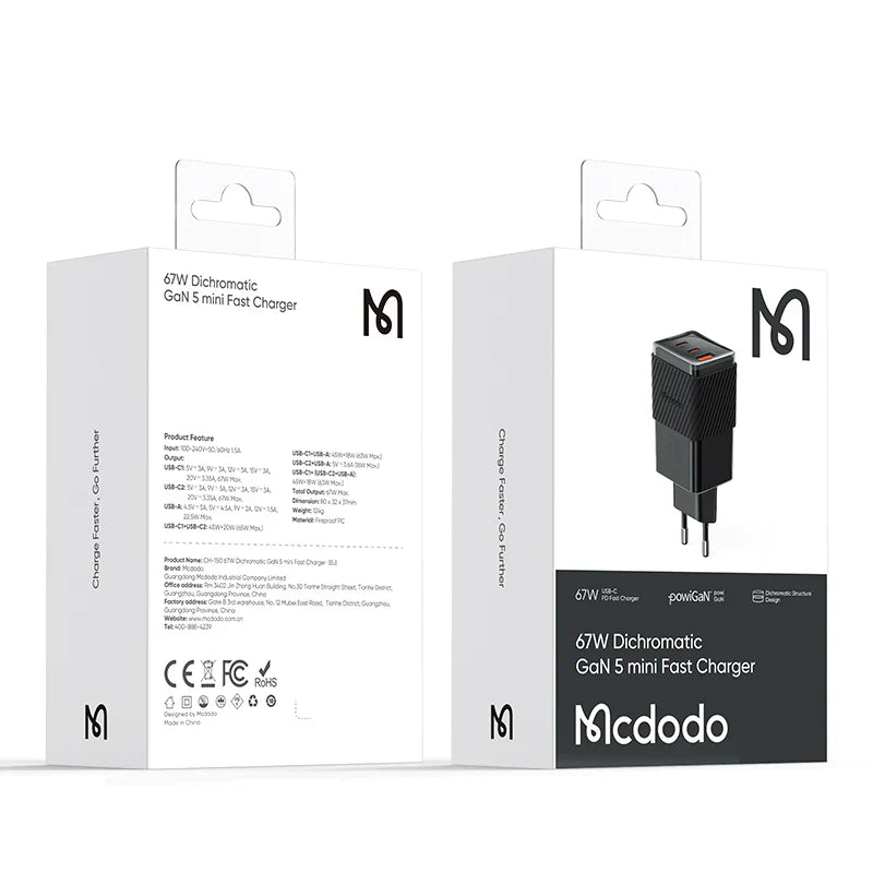 MCDODO Mini Fast Charger 67W with GaN Technology