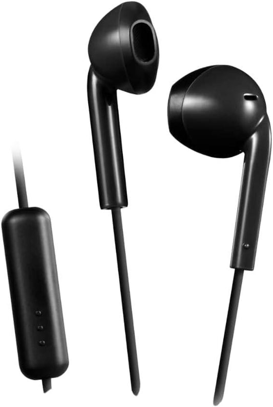 سماعات أذن JVC صغيرة الحجم ومريحة مع جهاز تحكم عن بعد بزر واحد، ومقاومة للعرق (IPX2)، وكابل بطول 1.0 متر - أسود