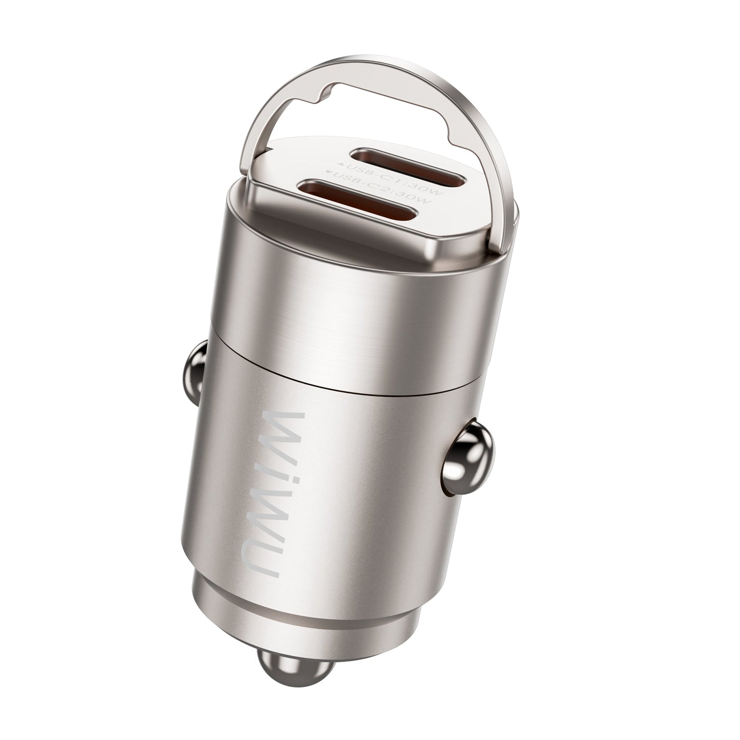 WIWU Nano Dual C 30W Fast Car Charger Compact & Powerful - Titanium