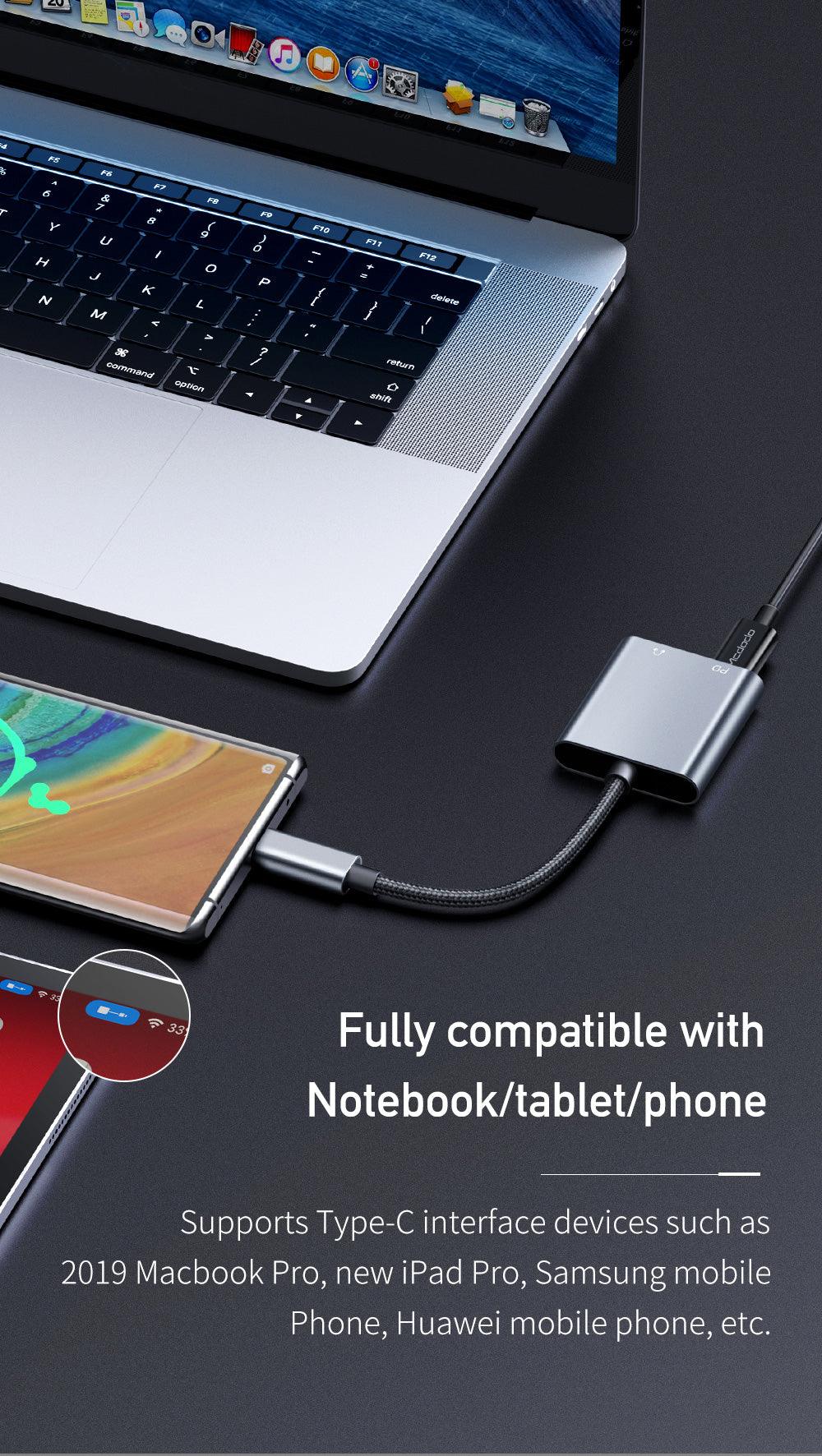 محول صوت Mcdodo Type C إلى DC3.5mm وType C مع شحن سريع 60 واط