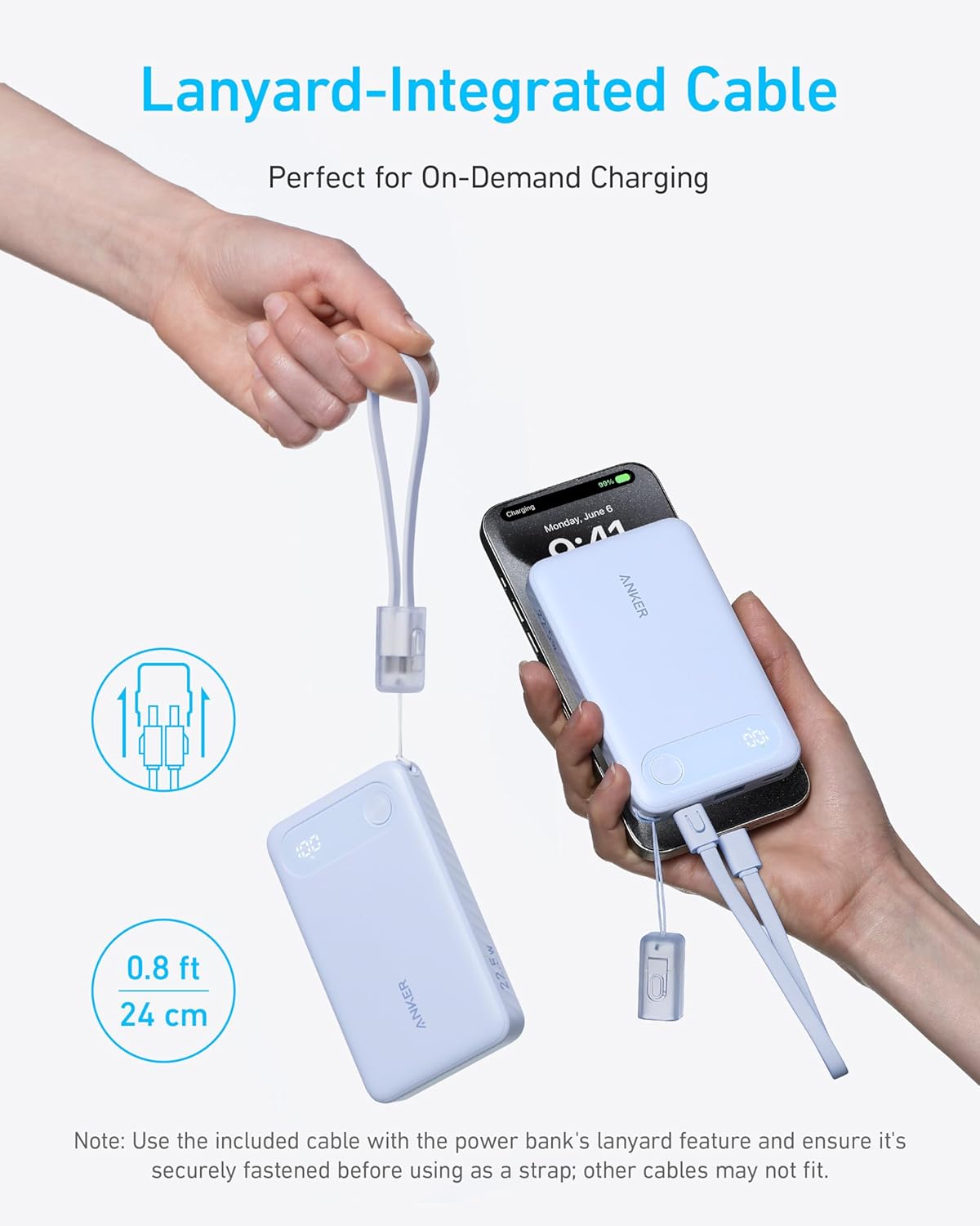 باور بانك أنكر ١٠٠٠٠ مللي أمبير/ساعة - شحن سريع، منفذ USB-C مدمج
