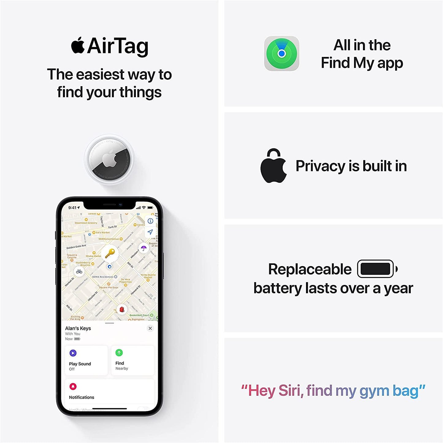 جهاز تتبع Apple AirTag مع خاصية Find My - عبوة واحدة