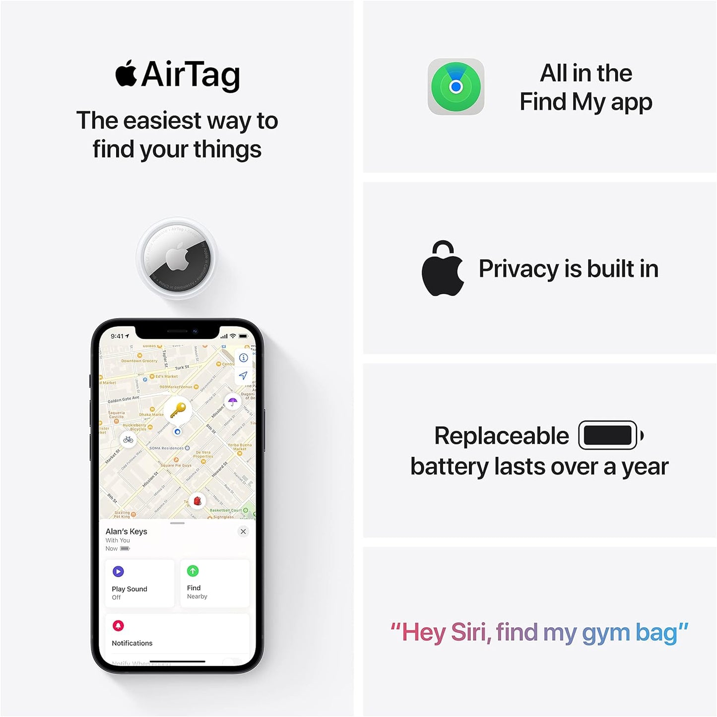 جهاز تتبع Apple AirTag مع خاصية Find My - عبوة من 4 قطع