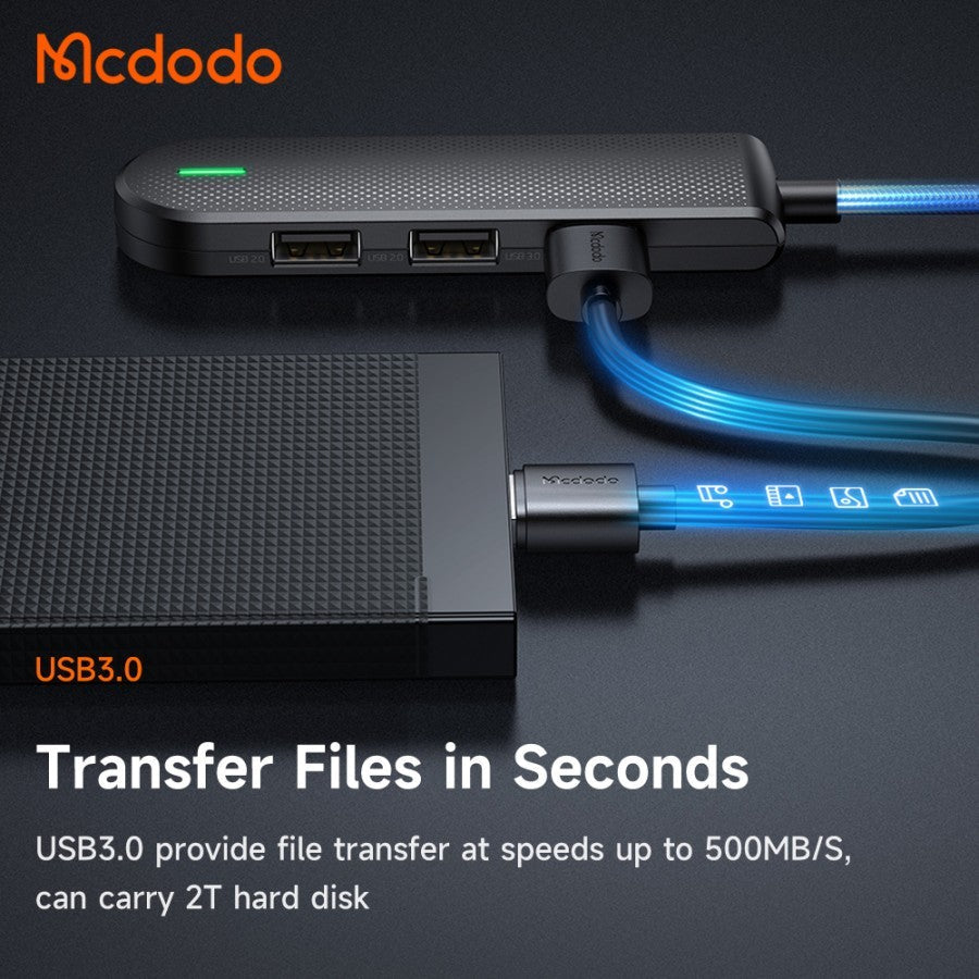 موزع USB 3.0 من ماكدودو، سرعة نقل بيانات عالية 5 جيجابت في الثانية - أسود