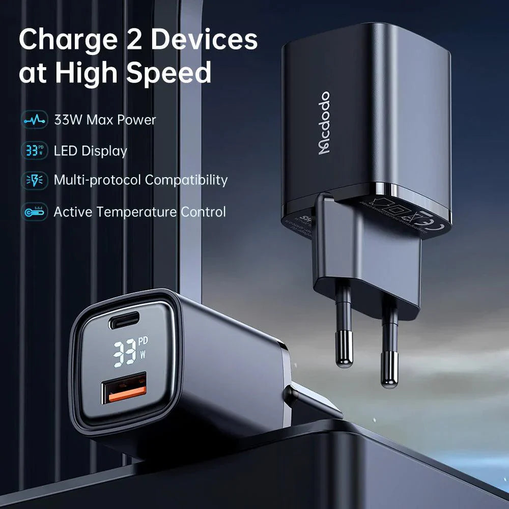 Mcdodo 33W PD & QC Dual Port Fast Charger and Digital Display