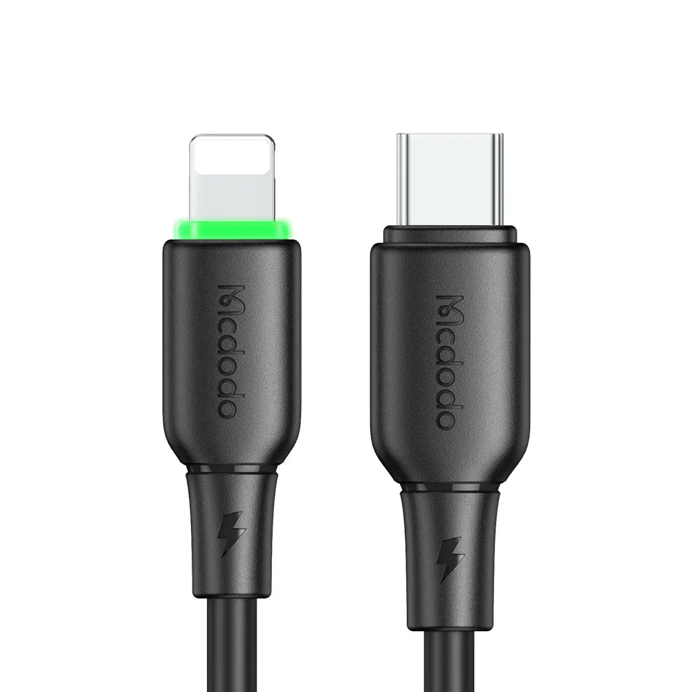 Mcdodo 36W USB C to Lightning Data Cable with LED 1.2m - Black