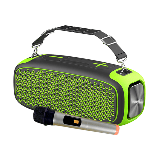 Wiwu p16 max wireless speaker with wireless microphone – black + yellow green