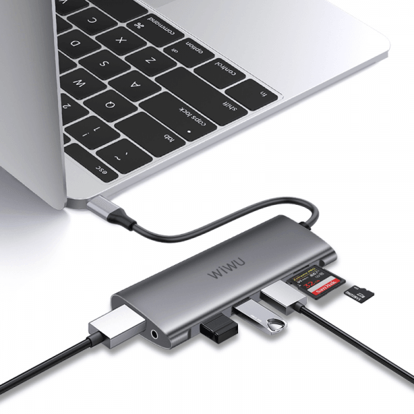 موزع WiWU Alpha 11 في 1 USB C الكل في واحد - رمادي