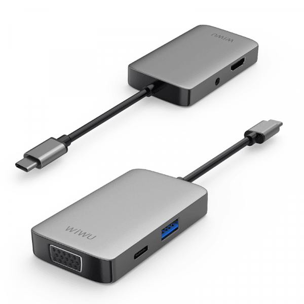موزع WIWU ALPHA 5 في 1 USB-C A513HVP - رمادي