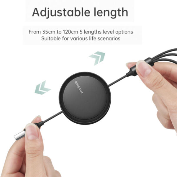 Mcdodo 3 in 1 Retractable Cable 1.2m Fast & Convenient Charging - Black & Green