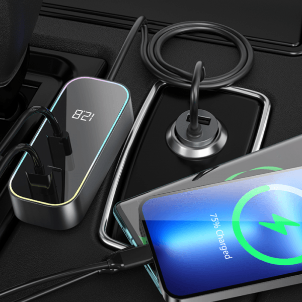 WIWU WI-QC014 120W PD+QC KIRSITE EXTEND FAST CAR CHARGER MULTI-PORT - BLACK