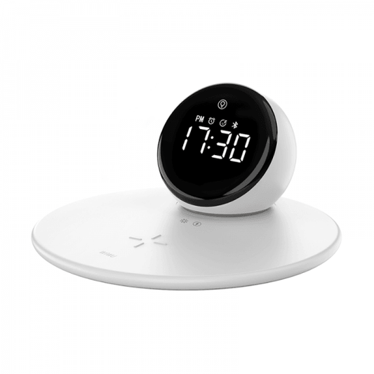 WIWU WI-W017 15W WIRELESS CHARGER WITH DIGITAL ALARM CLOCK AND BLUETOOTH SPEAKER- WHITE