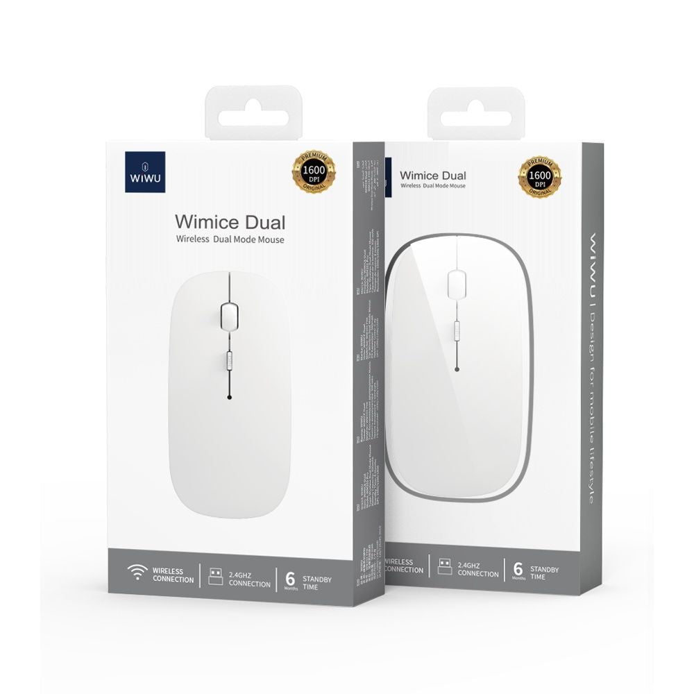 ماوس WIWU Wimice WM101 Pro هادئ ومزدوج الوضع - أبيض